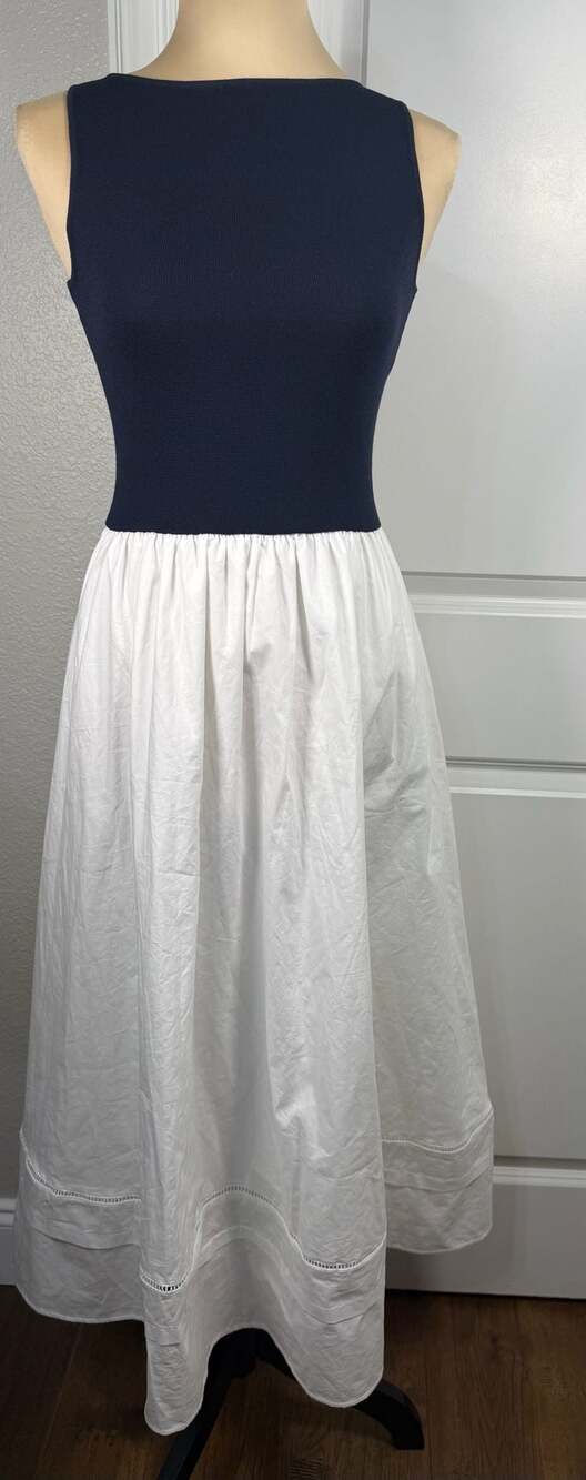 Juliana's Navy Blue and White Sleeveless Contrast Midi Dress Size S